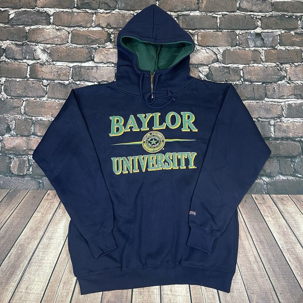 Vintage Baylor University JanSport Fleece Hoodie Sweatshirt Mens Size L/XL RARE
